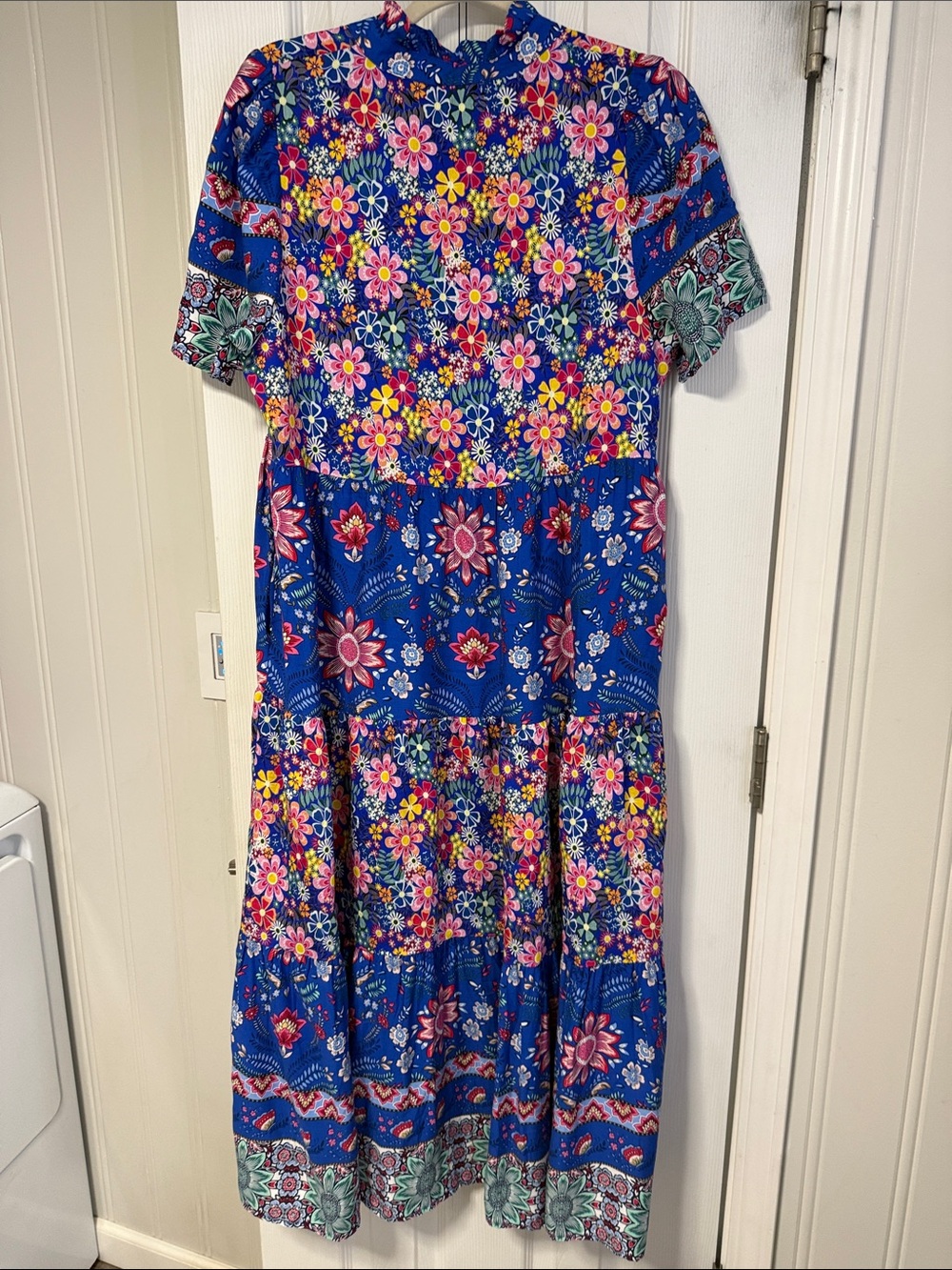 GGO Bright Blue Floral Tiered Midi Dress - Picture 5 of 5